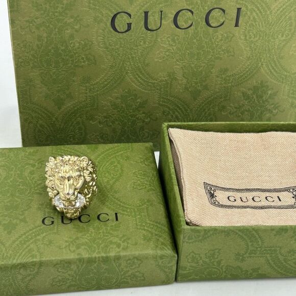 Men’s Gucci, Lionhead crystal motif ring size 10 made in Italy - Picture 1 of 9